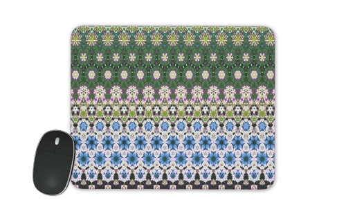  Abstract ethnic floral stripe pattern white blue green for Mousepad