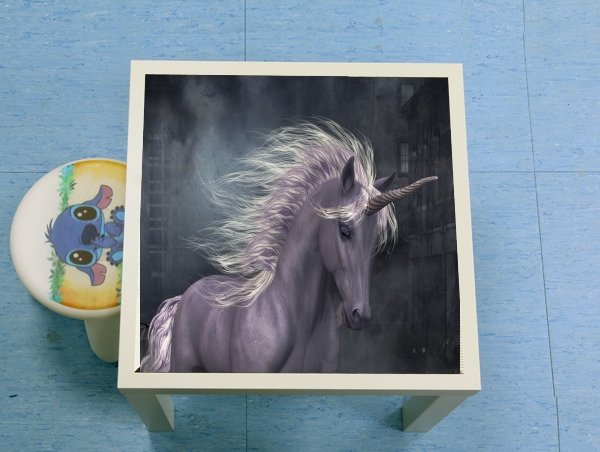  A dreamlike Unicorn walking through a destroyed city for Low table
