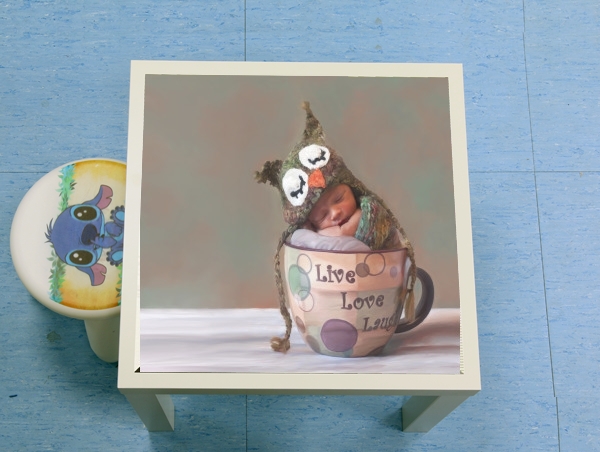  Painting Baby With Owl Cap in a Teacup for Low table