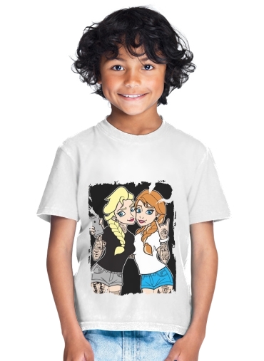  Sisters Selfie Tatoo Punk Elsa Anna for Kids T-Shirt