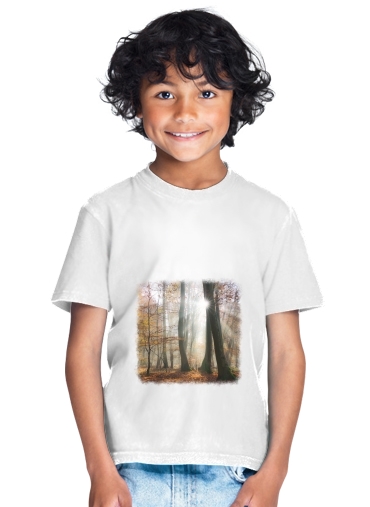  Sun rays in a mystic misty forest for Kids T-Shirt