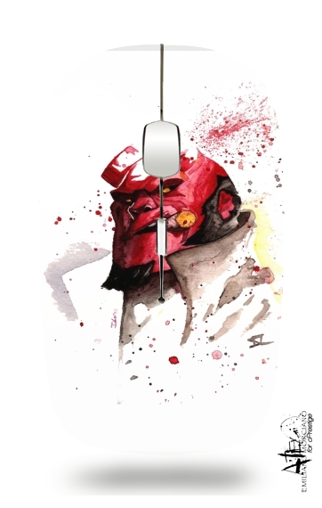  Hellboy Watercolor Art for Wireless optical mouse with usb receiver