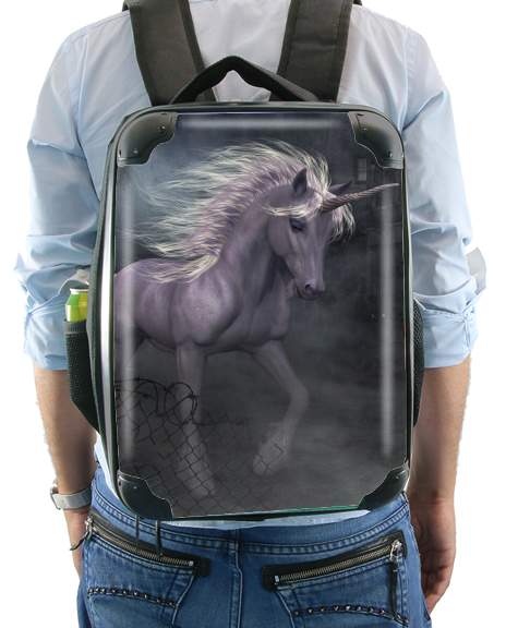  A dreamlike Unicorn walking through a destroyed city for Backpack