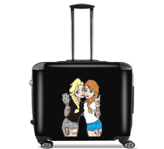  Sisters Selfie Tatoo Punk Elsa Anna for Wheeled bag cabin luggage suitcase trolley 17" laptop